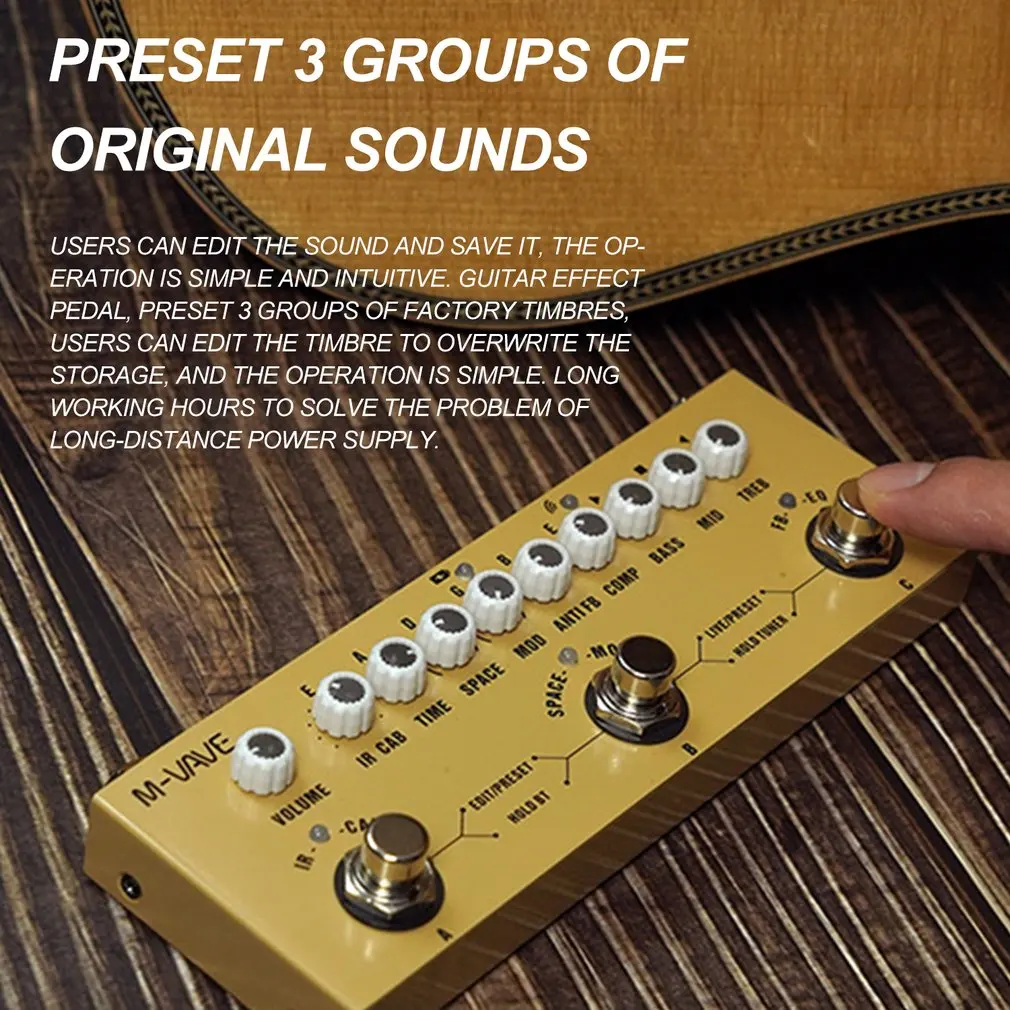 Caliente m-vaves Pedal de guitarra cubo recargable multiefectos retardo coro efecto de reverberación bajo pedales de guitarra acústica Dropshipping - imagen 2