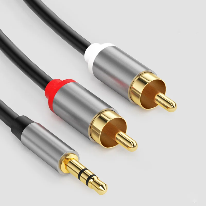 Cable de Audio divisor RCA Y, conector macho de 3,5mm, 2RCV a 2rca macho, doble loto, conector AUX RCA para amplificador de Audio, cable doméstico q1 - imagen 5