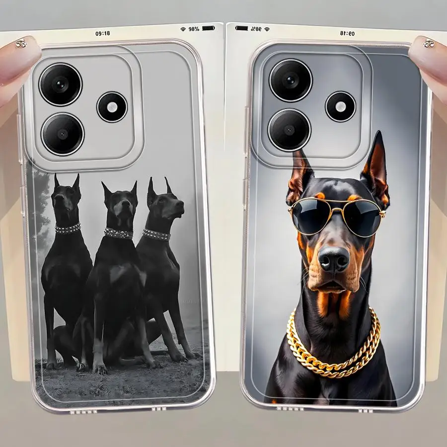 Cool Doberman funda de teléfono para Xiaomi Redmi Note 11 14 13 12 Pro Plus 10S 12S 10Pro 9 8 10Lite 11S transparente suave