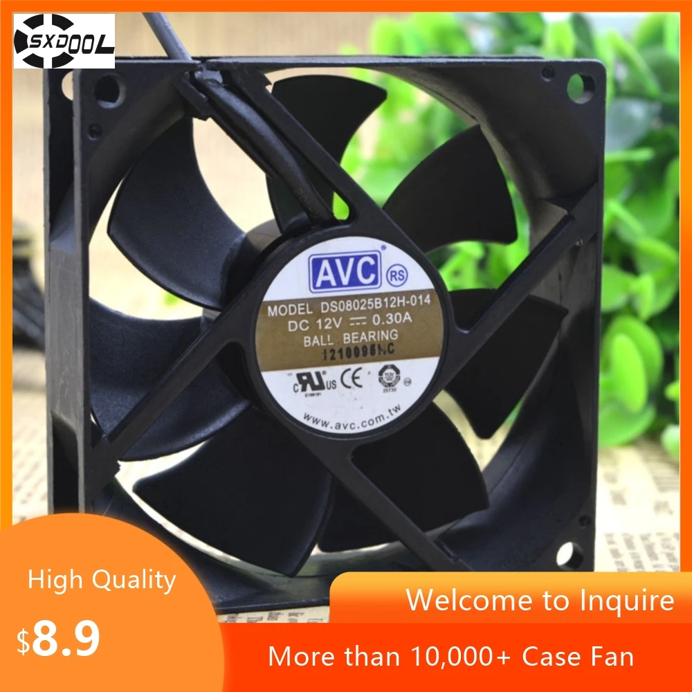 Ventilador 8025 de 80mm para AVC DS08025B12H 80x80x25mm 12V 0.3A doble bola 3000RPM ventilador PWM de 4 pines para PC y servidores - imagen 4