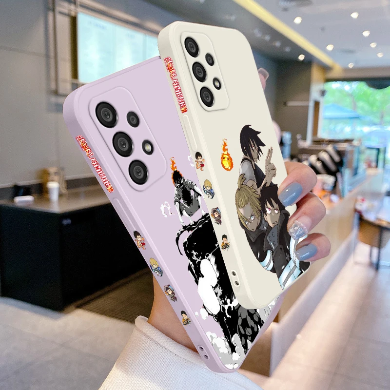 Funda de teléfono Anime Fire Force para Samsung, A55, A53, A33, A52, A32, A71, A51, A21S, A35, A25, 5G, cuerda líquida izquierda - imagen 3