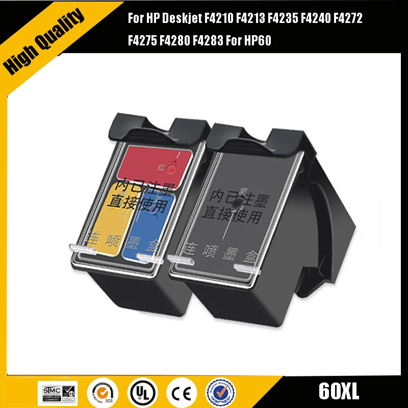 Compatible con cartucho de tinta HP 60 XL para HP60 60xl Deskjet F2480 F2420 F4480 F4580 F4280 D2660 D2530 D2560 PhotoSmart C4680 - imagen 2