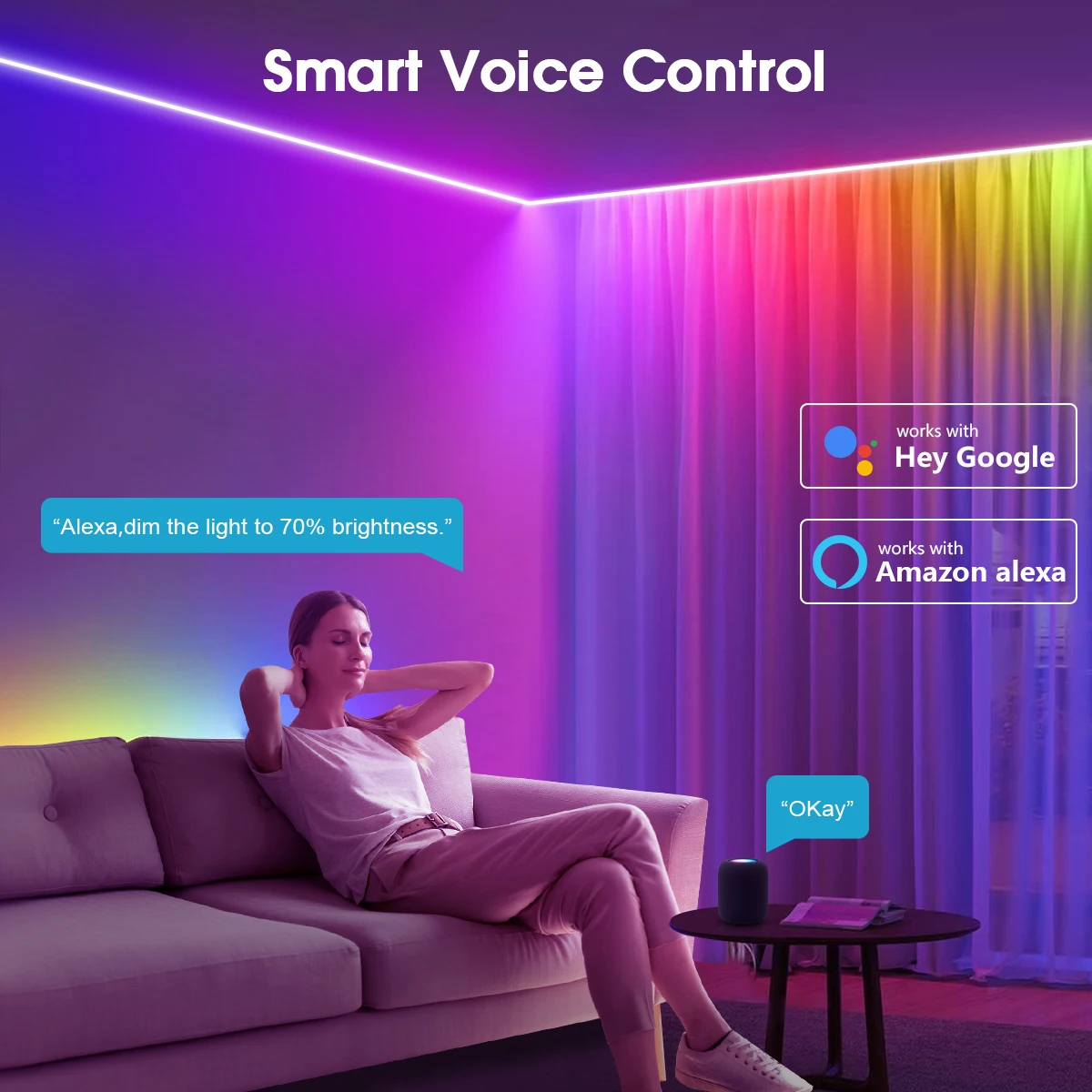 Tuya WiFi inteligente WS2811 RGBIC COB tira de luz LED direccionable sincronización de música persecución cinta de luces LED Control de voz decoración de la habitación - imagen 5