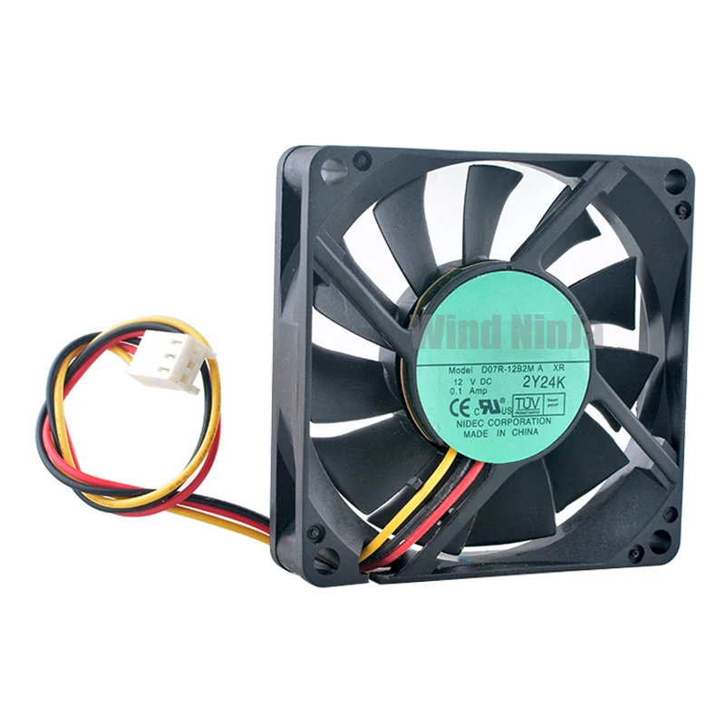 Ventilador de refrigeración con doble rodamiento de bolas, 7cm, 70mm, D07R-12B2M, DC12V, 0,10a, chasis de 3 pines, ventilador enfriador de CPU para Hardware de ordenador, tamaño 70x70x15mm - imagen 2