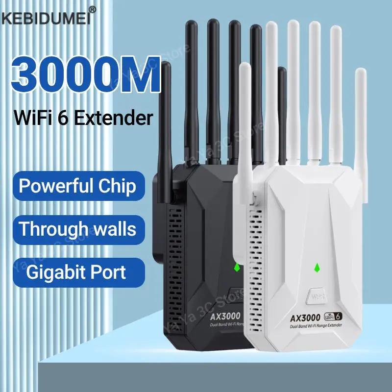 Repetidor WiFi 6 de doble banda de 3000Mbps extensor de señal inalámbrico 2,4G 5GHz amplificador Wi-Fi enrutador amplificador de señal de largo alcance para el hogar