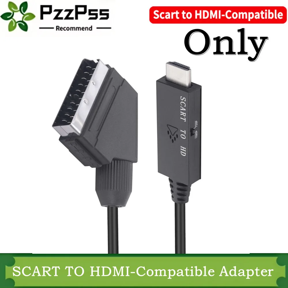 Convertidor adaptador Scart a HDMI Scart HDMI 1080P con Cable de entrada Scart Puerto de salida HDMI para HDTV STB VHS Xbox PS3 DVD