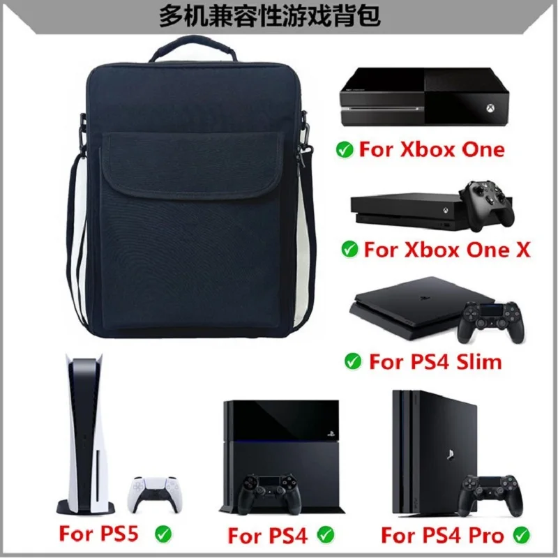 Estuche de transporte para videojuegos, bolsa de hombro de viaje para PS5/PS4 PRO/SLIM XBOX ONE X, bolsillos de almacenamiento protectores para consola - imagen 5