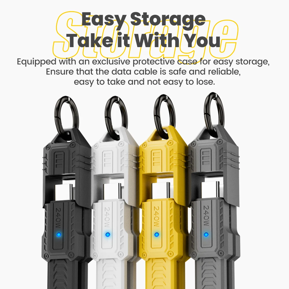 Cable USB C corto USB4 de 240W, llavero tipo C a tipo C, Cable de carga rápida, transferencia de datos de alta velocidad ﻿ Cable portátil del banco de energía - imagen 3