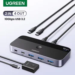 UGREEN Conmutador USB-C 10Gbps – Compartir Teclado Ratón Impresora