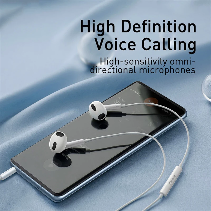 Baseus H17 auriculares con cable de 3,5mm con micrófono auriculares internos controlados por cable para música deporte Monitor intrauditivo auriculares - imagen 5