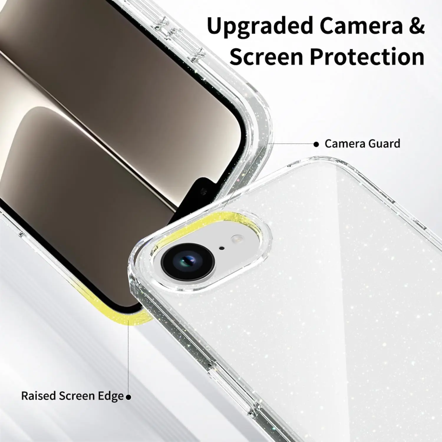 Funda transparente con purpurina para iPhone 16E 16 E 15 Pro Max 14 Plus 13 Mini 12 11 X XS XR SE 2022 2020 7 8 6 6S, funda para teléfono para niñas y mujeres - imagen 4