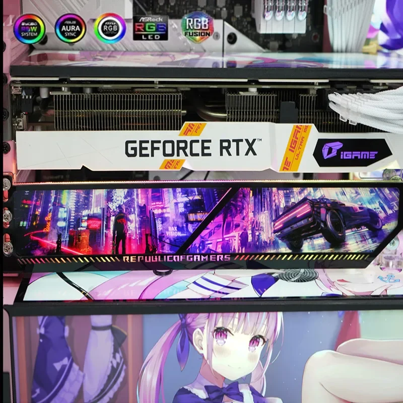 Soporte personalizado RTX 3090 4090 RGB VGA, MOD 4080 4090 Anime GPU, gabinete de juegos de PC, Panel de iluminación decorativo AURA SYNC - imagen 2