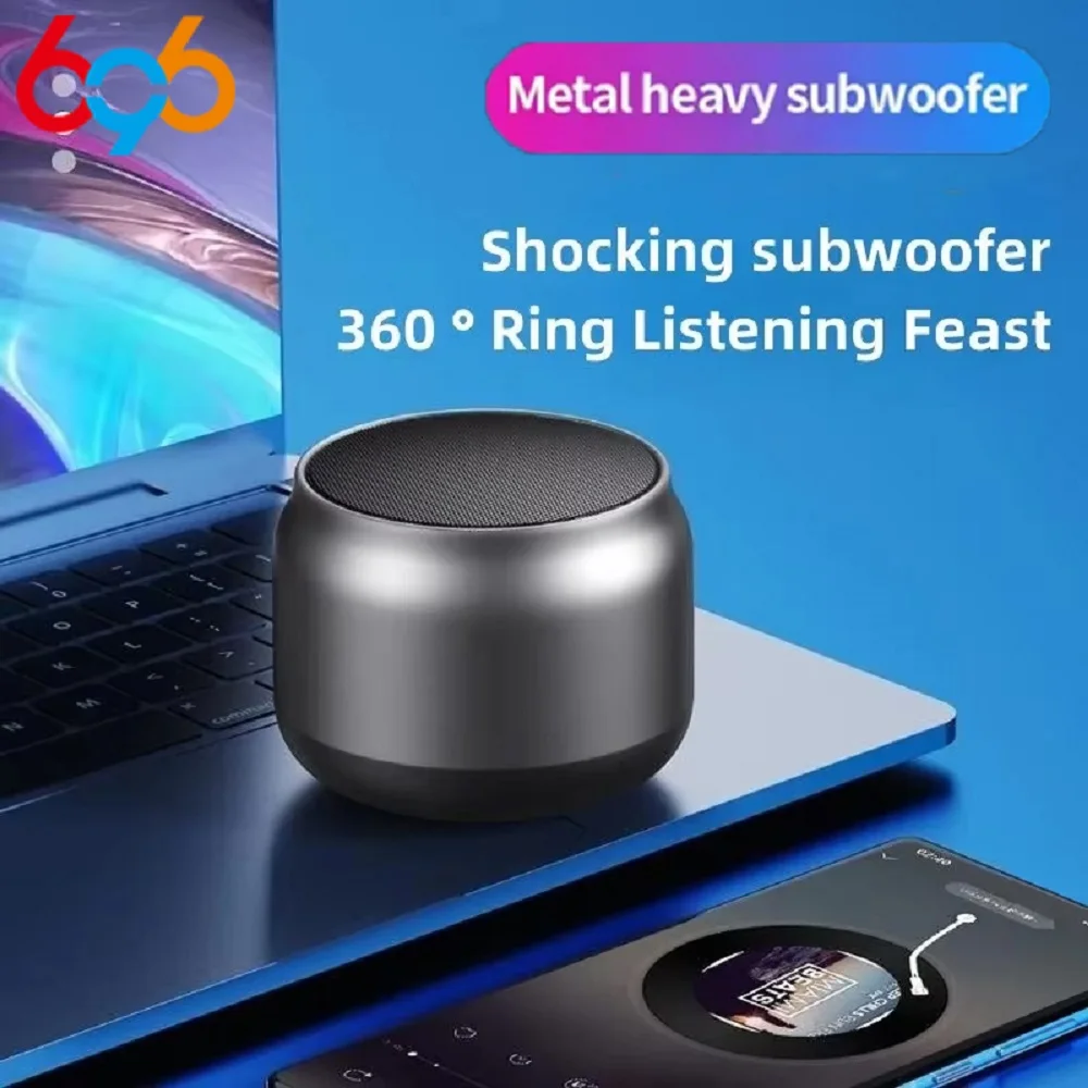 Creativo 360 °   Estéreo de alta fidelidad, Subwoofer Inalámbrico de Metal, Altavoz Bluetooth inalámbrico, reproductor de música, Mini altavoces portátiles para exteriores y hogar