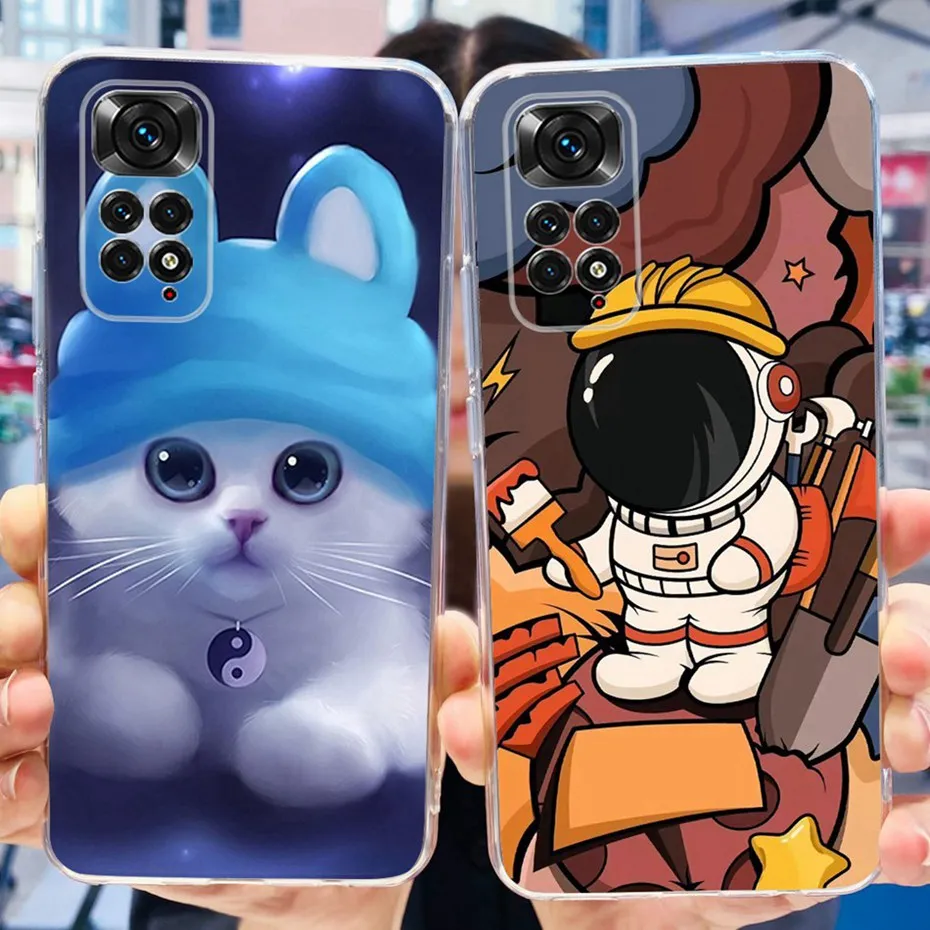Para Xiaomi Redmi Note 11 11s 4G lindo gato de las flores pintado caso para Redmi Note11 Note11s Global suave silicona TPU fundas de teléfono - imagen 3