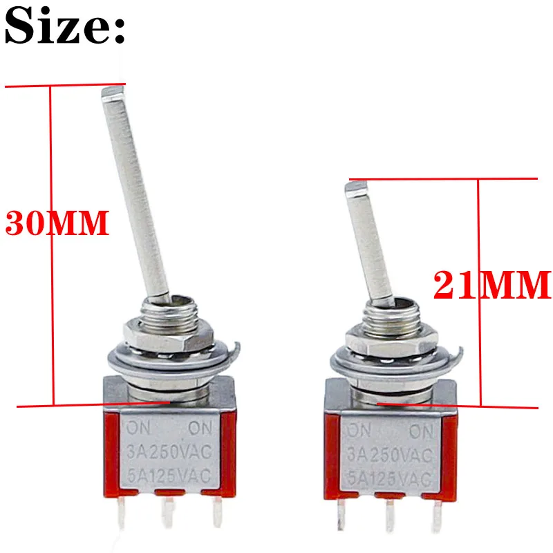 Mini interruptor de palanca de montaje en Panel con mango plano de 6mm, bloqueo momentáneo, 3/6 pines, 2/3 posiciones, encendido y apagado, modelo RC, control remoto, 1 ud. - imagen 2