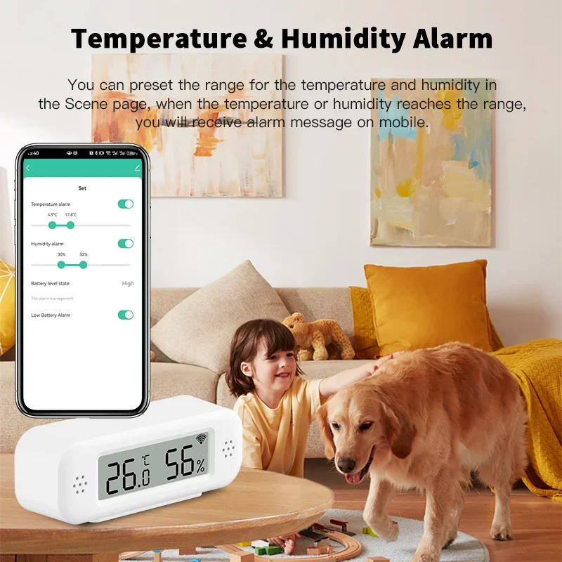 Tuya Zigbee WiFi Mini temperatura humedad para hogar inteligente termómetro higrómetro aplicación remota trabajo con Google Home Yandex Alexa - imagen 4