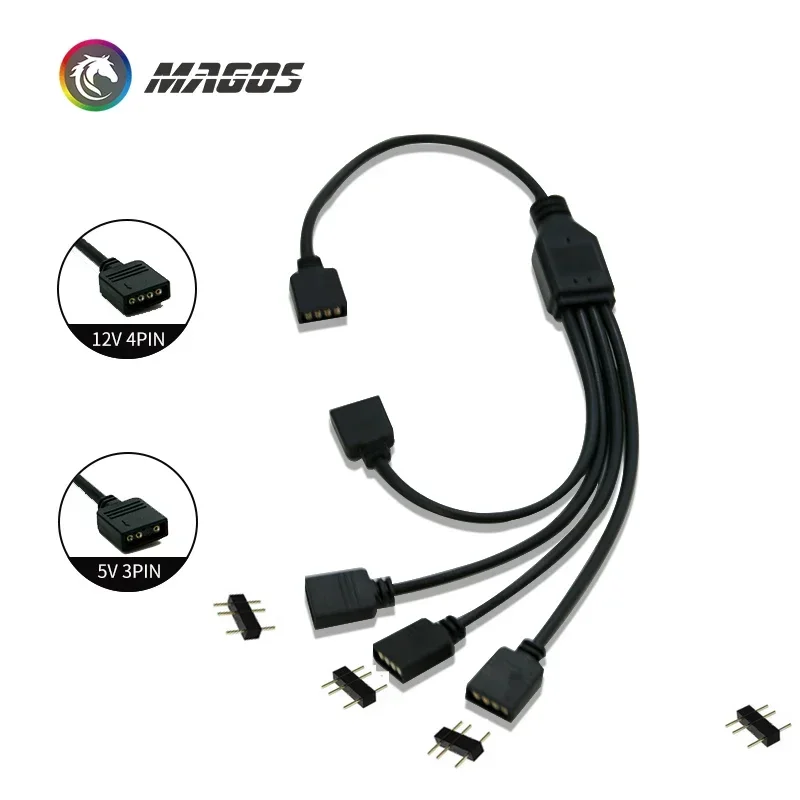 30 CM, Cable de extensión de transferencia ARGB HUB para placa base ASUS GIGABYTE MSI 12V 4Pin RGB/5V 3Pin SYNC - imagen 2