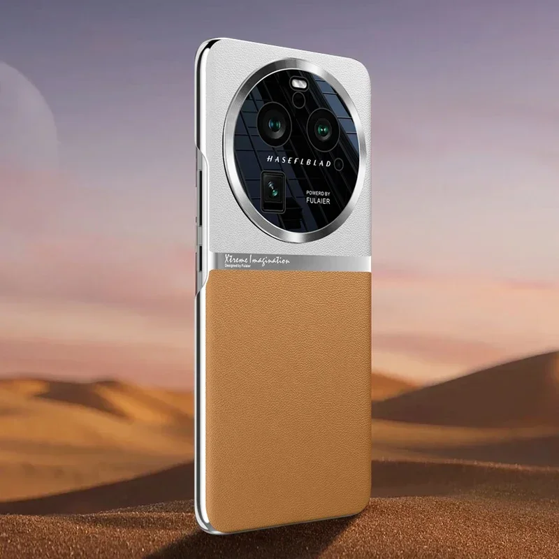 Para OPPO Find X6 Pro funda trasera de cuero PU galvanizado para OPPO Find X6 protección de cámara funda de parachoques funda de teléfono Coque - imagen 5