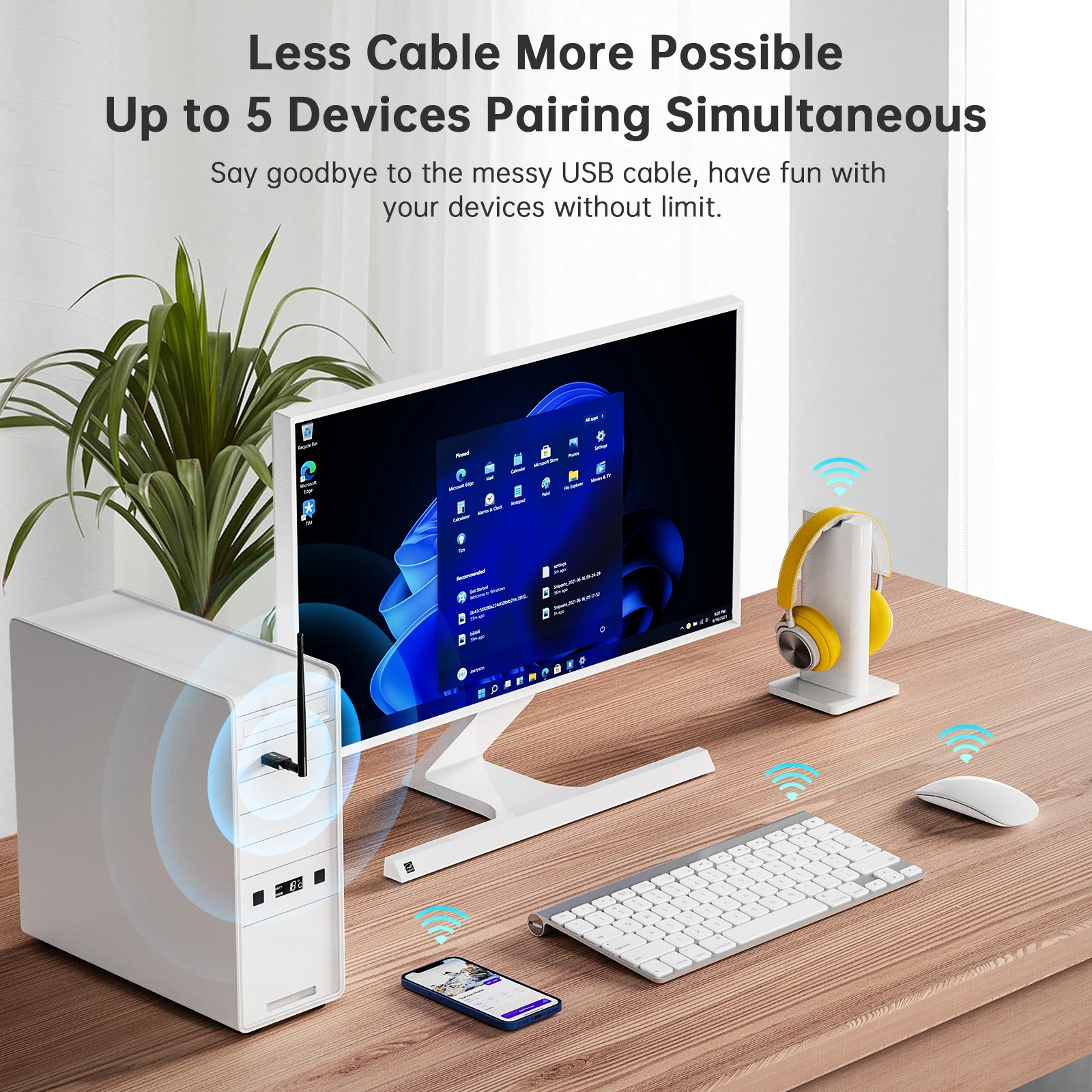 EDUP B3552Plus adaptador USB Bluetooth 5,3 200m distancia de transmisión para Windows 8,1/10/11 adaptador USB inalámbrico estable de alta velocidad - imagen 2