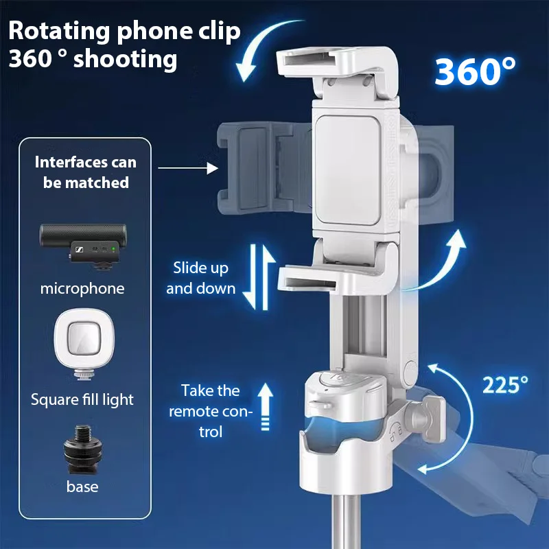 2025 nuevo palo de Selfie Bluetooth Ultra-mini Universal plegable viaje portátil piso teléfono móvil cuádruple rotación de 360 grados - imagen 4