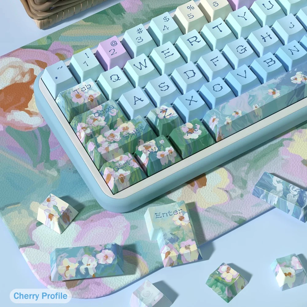 158 teclas Little Daisy Keycaps Cherry MDA perfil Keycap PBT tinte sublimación tecla para MX Teclado mecánico Gaming Office - imagen 4