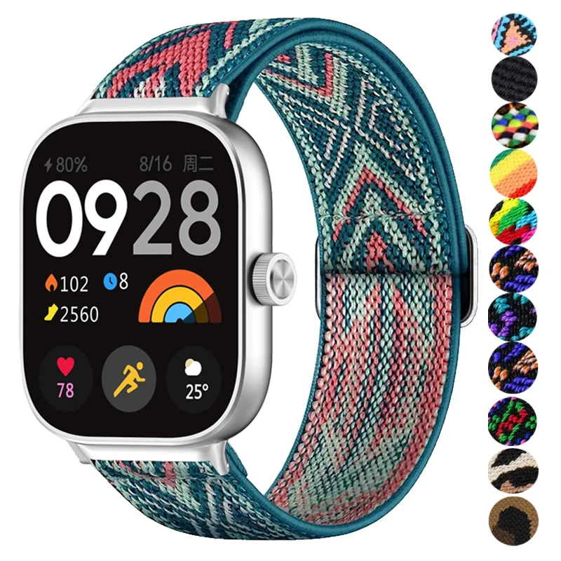 Correa de nailon elástica para Redmi Watch 4, 5, 6, repuesto para mujeres y hombres, correa de reloj trenzada Solo para pulsera Xiaomi Mi Band 8 Pro