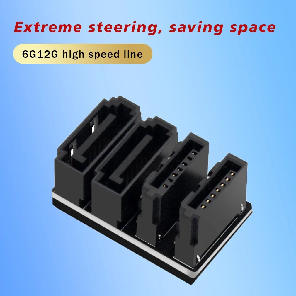 Adaptador doble SATA de 7 pines hembra a doble macho de 7 pines en ángulo, placa base, adaptador SATA para escritorios, SSD HDD - imagen 2