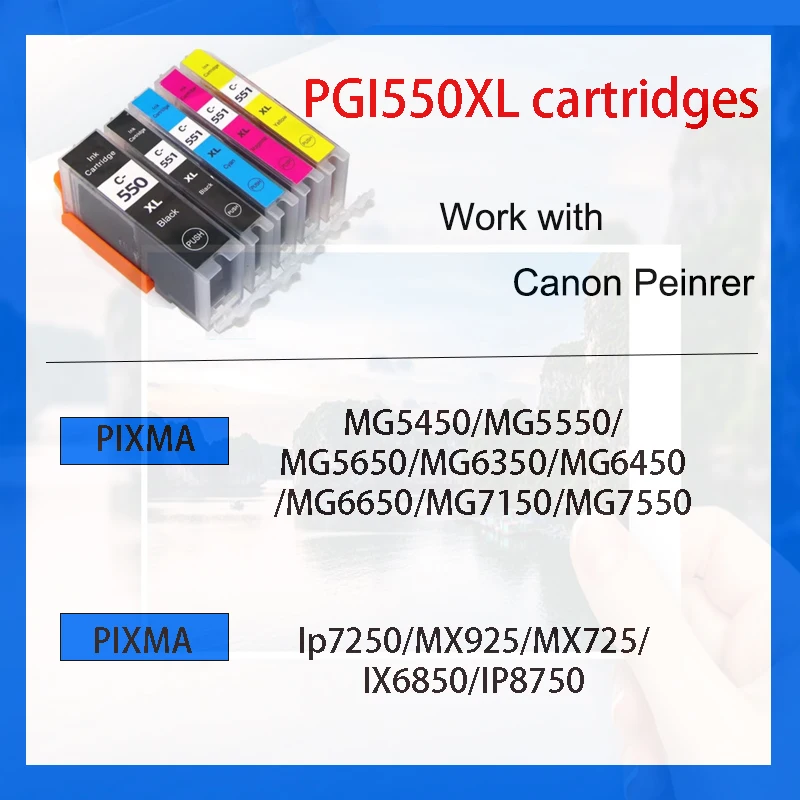 PGI-550XL CLI-551XL cartucho de tinta Compatible PGI-550 para PIXMA iP7250 iX6850 MX725 MX925 MG6350 MG7150 iP8750 MG7550 MG6450 - imagen 3