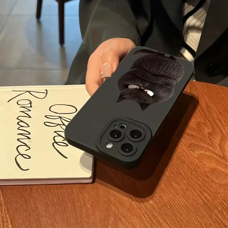 Divertida funda de teléfono con diseño de gato blanco y negro para iPhone 17 16 15 14 13 12 11 Pro Max 17 Air 16E 12 mini XS Max XR, funda suave a prueba de golpes - imagen 4
