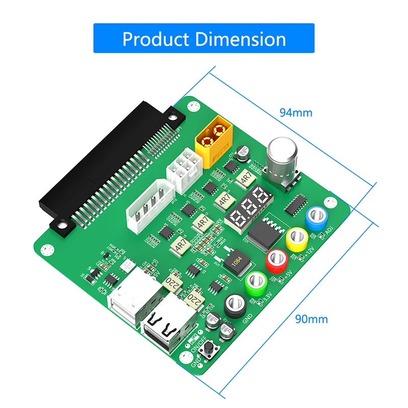 Placa de ruptura de fuente de alimentación de salida de 3,3 V/5V/12V/1,8 V-10,8 V USB 2,0 compatible con QC 2,0 QC 3,0 para fuente de alimentación Dell con perilla de voltaje ajustable