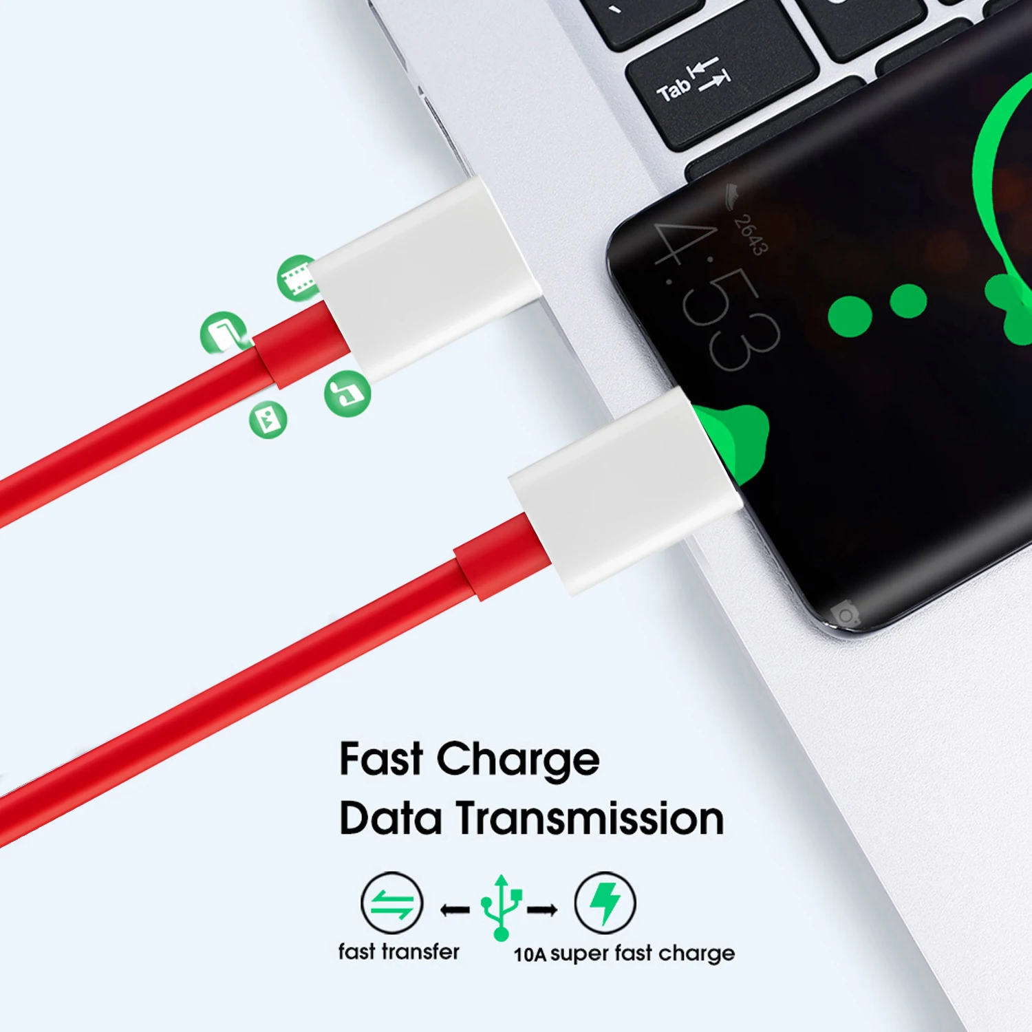 Cable de carga rápida USB A a tipo C de 100W, Cable de transferencia de datos para OnePlus 10R/11R/12R, Cable de carga rápida USB-C universal - imagen 3