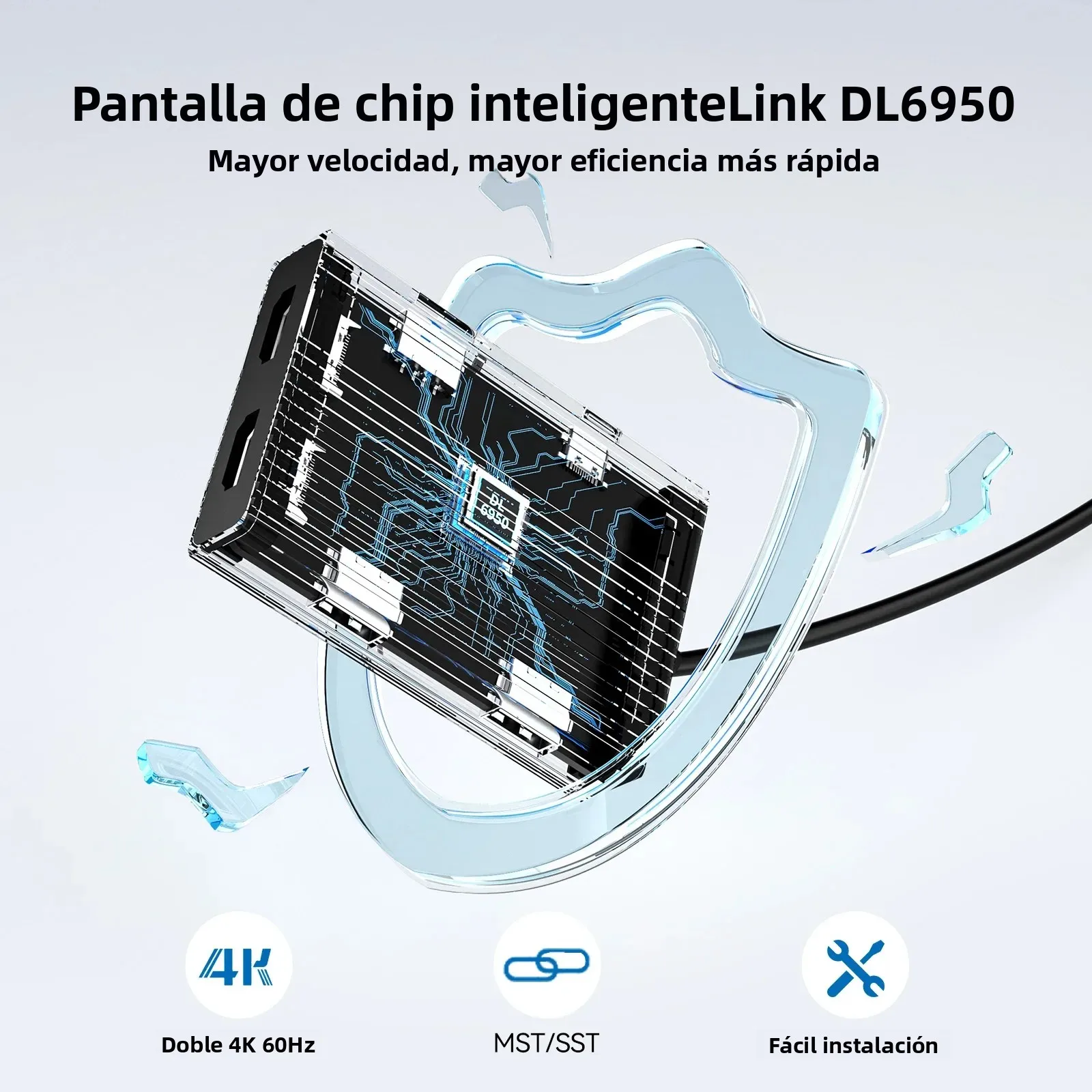 Acasis Displaylink Hub 6 en 1 estación de acoplamiento USB-C doble 4K/60HZ PD 100W entrada 90W salida para Macbook M1/M2/M3 - imagen 4