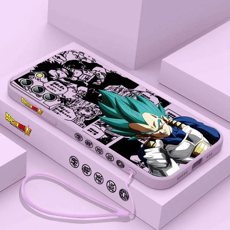 D-Dragon Ball Anime Vegeta para Samsung Galaxy S25 S24 S23 S22 S21 S10 FE Plus Ultra 5G cubierta de la caja del teléfono de cuerda izquierda líquida - imagen 5