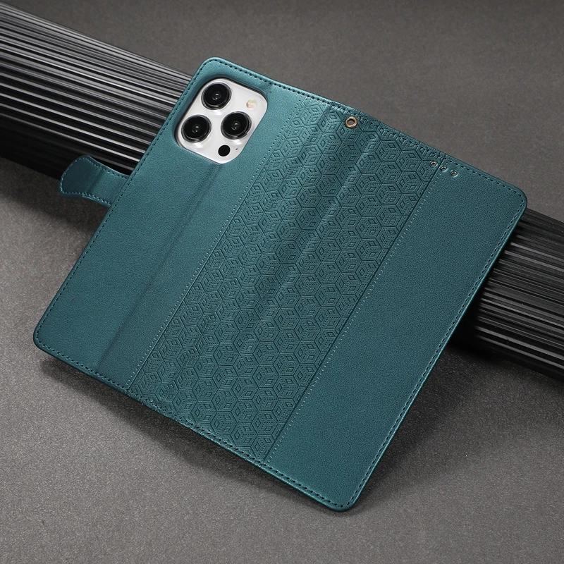 Funda tipo billetera para Xiaomi Poco C65, carcasa de cuero con patrón de cuadrícula para Xiaomi Poco C65, Fundas protectoras para teléfono PocoC65 C 65 - imagen 5