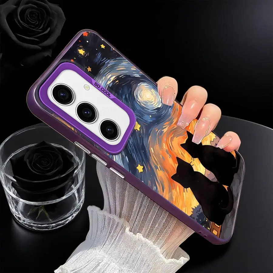Funda para Samsung Galaxy A26 A23 A73 A33 A34 A32 A25 A53 A24 A22 A52 A36 funda trasera para teléfono cielo estrellado gato dibujos animados - imagen 3