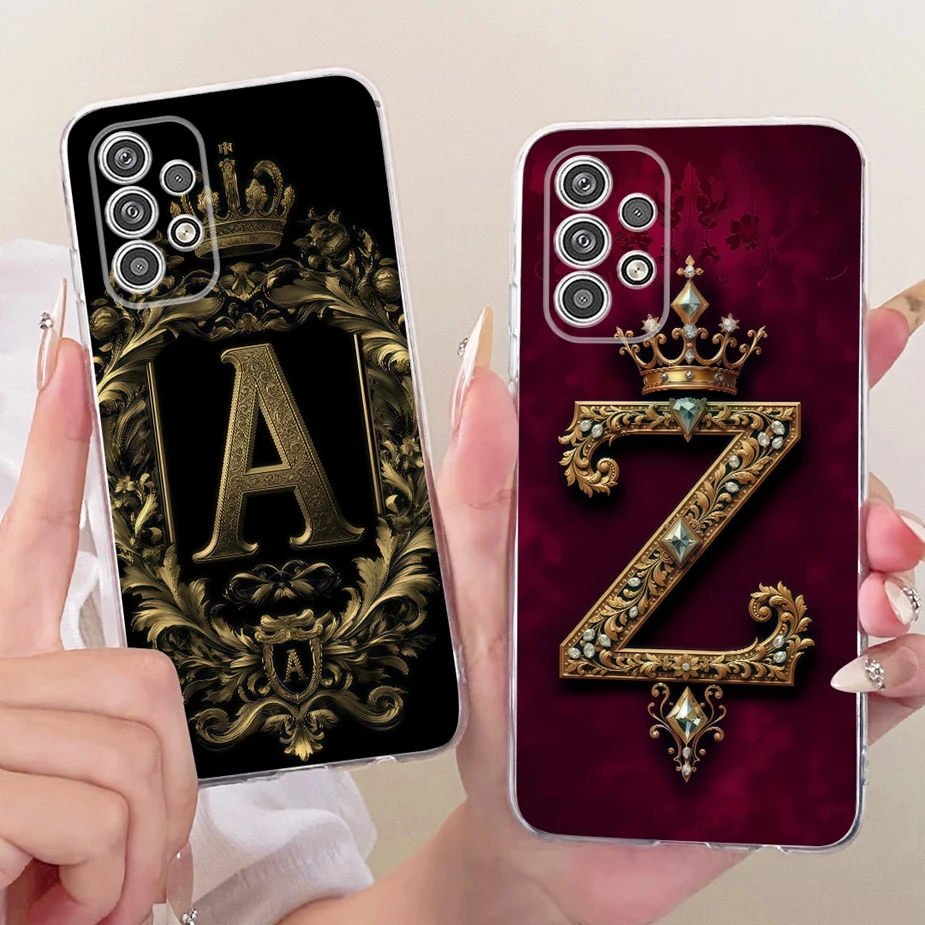 Para Samsung Galaxy A53 funda SM-A536B Linda corona letras Funda de silicona suave para teléfono Samsung A23 A33 A53 A73 5G Funda bolsas