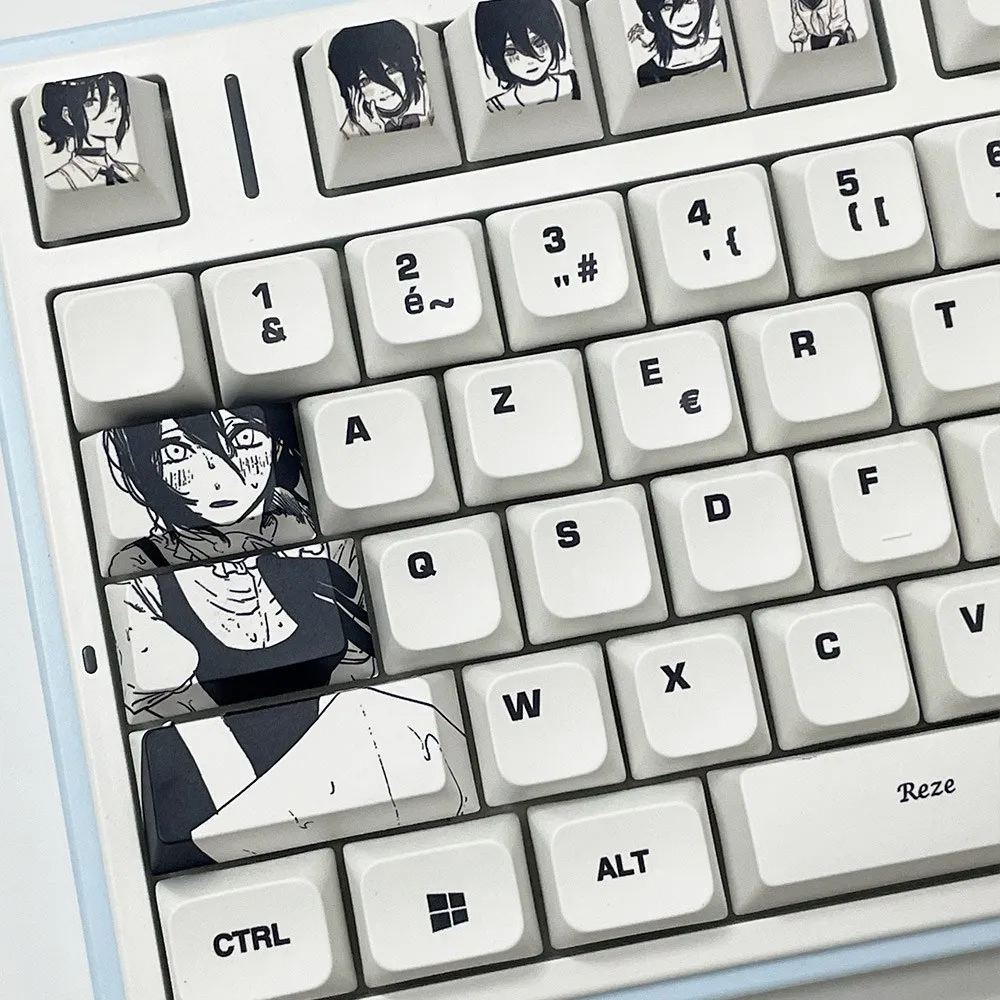 Reze Keycaps Cherry Profile PBT sublimación motosierra hombre Keycaps 12 teclas dibujos animados Anime juego Jinx Frieren tapas de teclado personalizadas - imagen 4