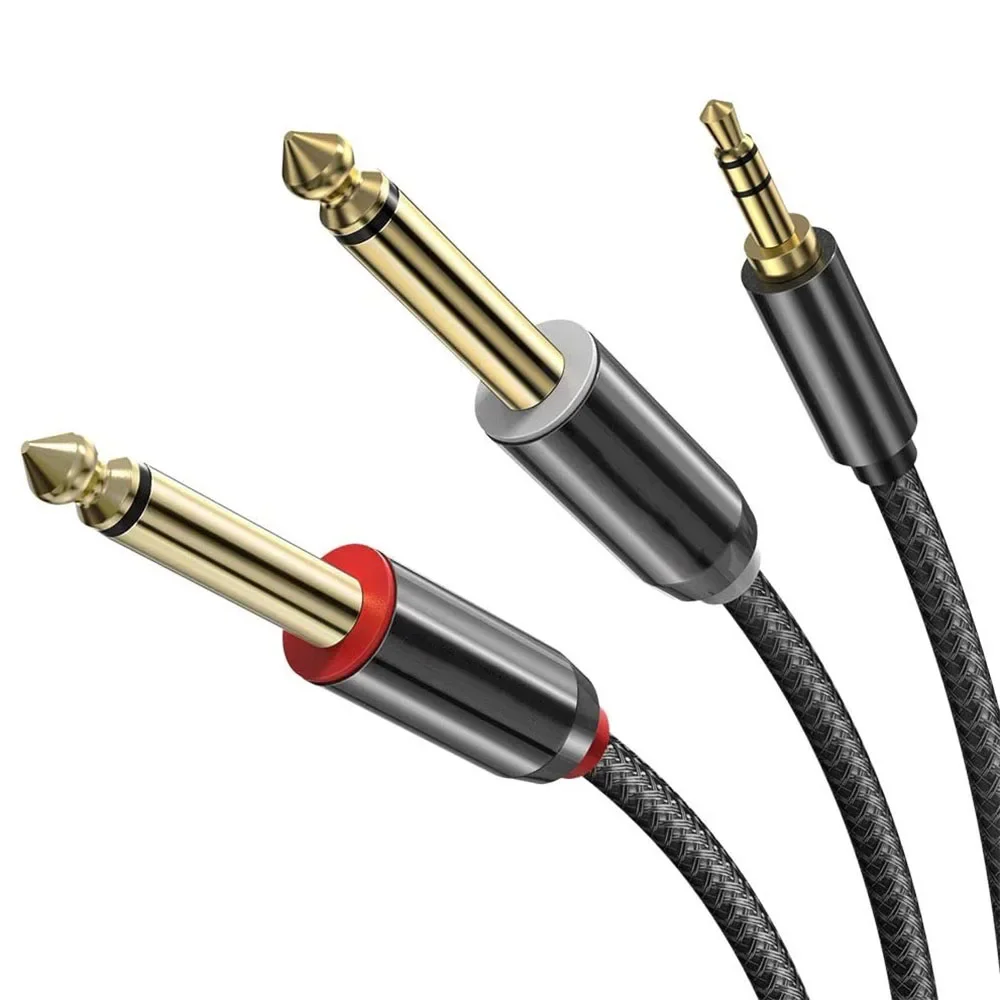 Cable TRS de 3,5mm a doble 6,5mm, adaptador auxiliar, Cable de Audio, conector 6,5 a conector estéreo 3,5 para amplificador mezclador, altavoz, adaptador de 6,35mm - imagen 5