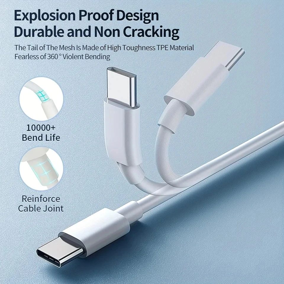 Cable Dual USB-C 100W PD de carga rápida tipo C a tipo C para iPhone 15 Plus 16 Pro Max Samsung Cable de datos de cargador rápido con caja - imagen 3