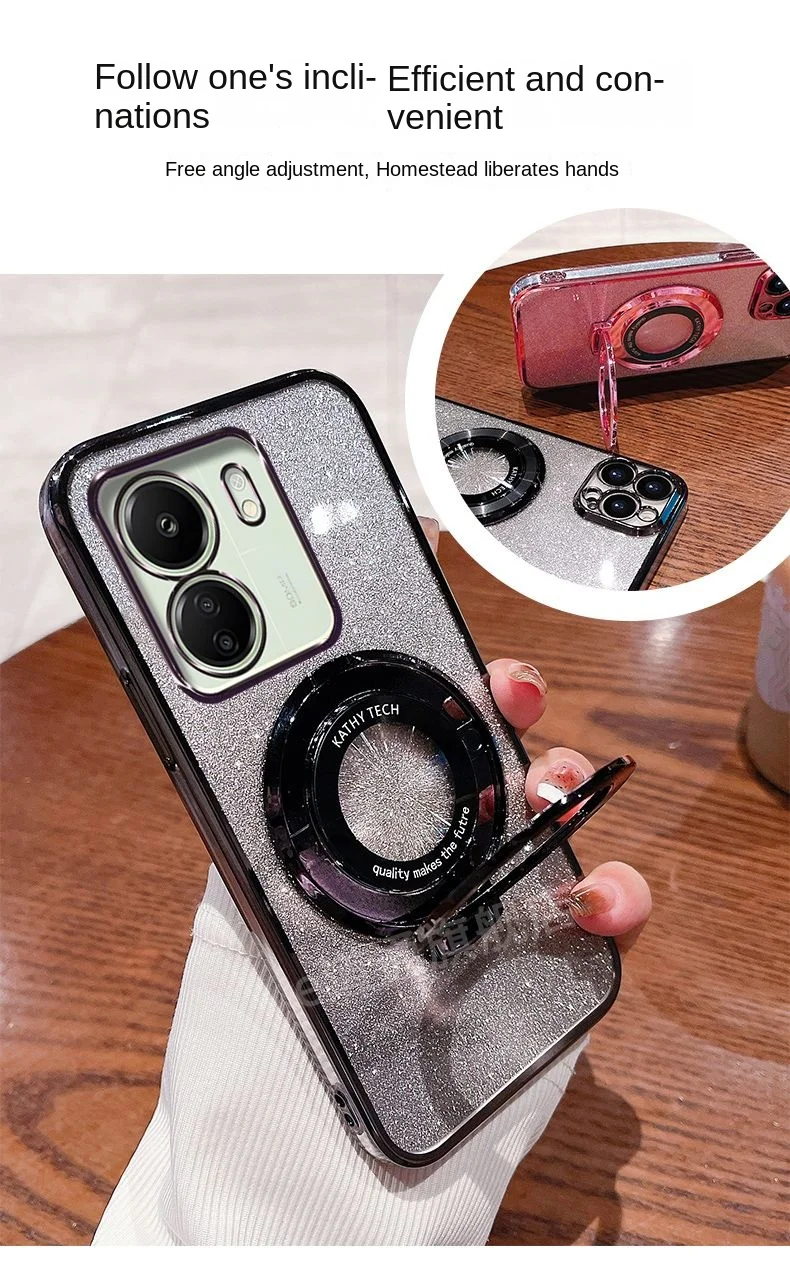 Para Xiaomi POCO C65 funda suave con anillo brillante magnético funda protectora trasera delgada para Xiaomi POCO C31 C65 carcasa de teléfono - imagen 3