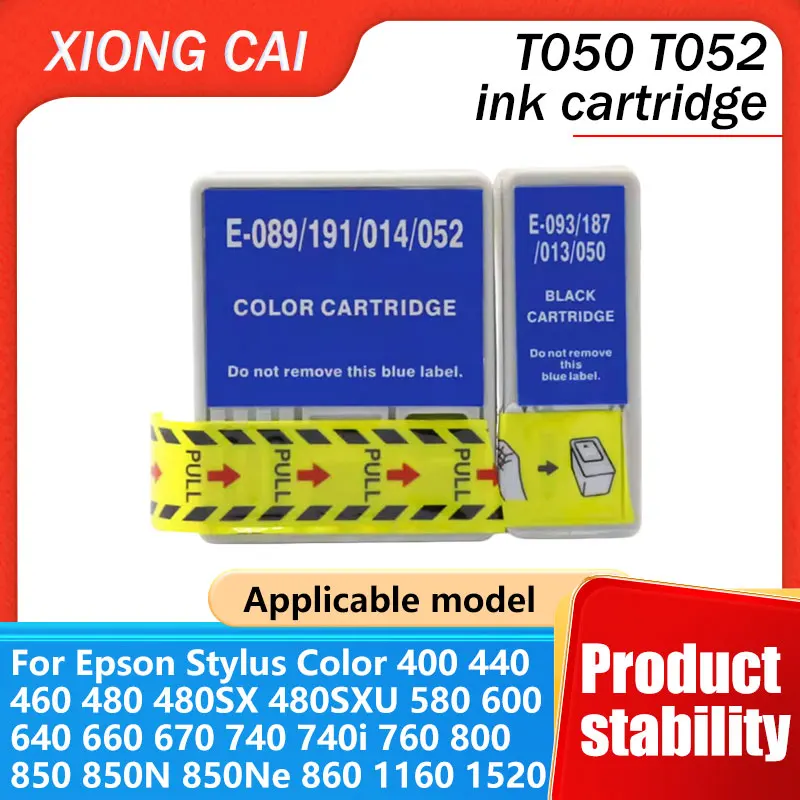 El cartucho de tinta T050 T052 es adecuado para impresora Epson stylus 400 460 480SXU 600 640 660 740i 850Ne 860 1160 1520K 2000 C20 C40