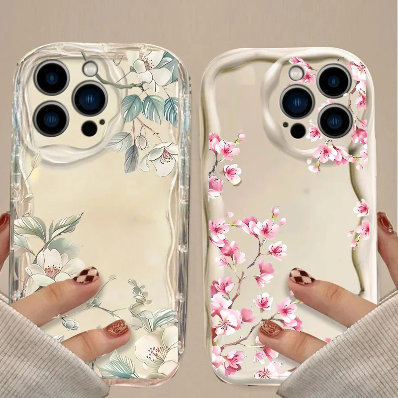 Funda de TPU con Diseño de Flor de Melocotón para Xiaomi 15T Pro POCO X7 X6 X5 F3 F4 X3 M3 M4 M6 F6 F7 Pro 15 Ultra 12 11 Lite 5G NE 12T