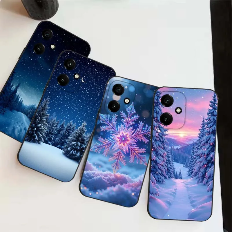 Escena de nieve de invierno para Honor Magic4 3 400 300 200 100 90 Ultra GT Lite Pro Plus Power 5G funda de teléfono negra