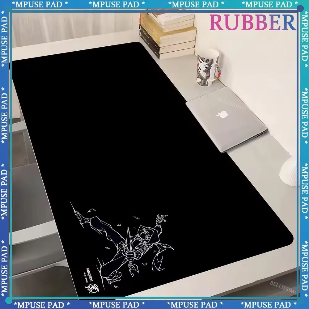 Kurosun Samurai Anime alfombrilla de ratón de gran tamaño alfombrilla de teclado para juegos alfombrilla de escritorio con borde de bloqueo de alta calidad alfombrilla de ratón de goma profesional para juegos - imagen 3