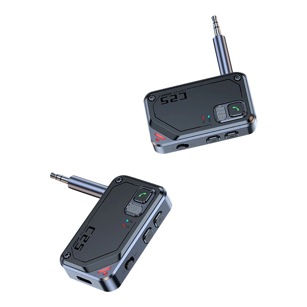 Adaptador de Audio portátil 2 en 1 Bluetooth 5,3, receptor transmisor inalámbrico AUX de 3,5 MM con micrófono estéreo HIFI para coche, Kit de PC y avión - imagen 2