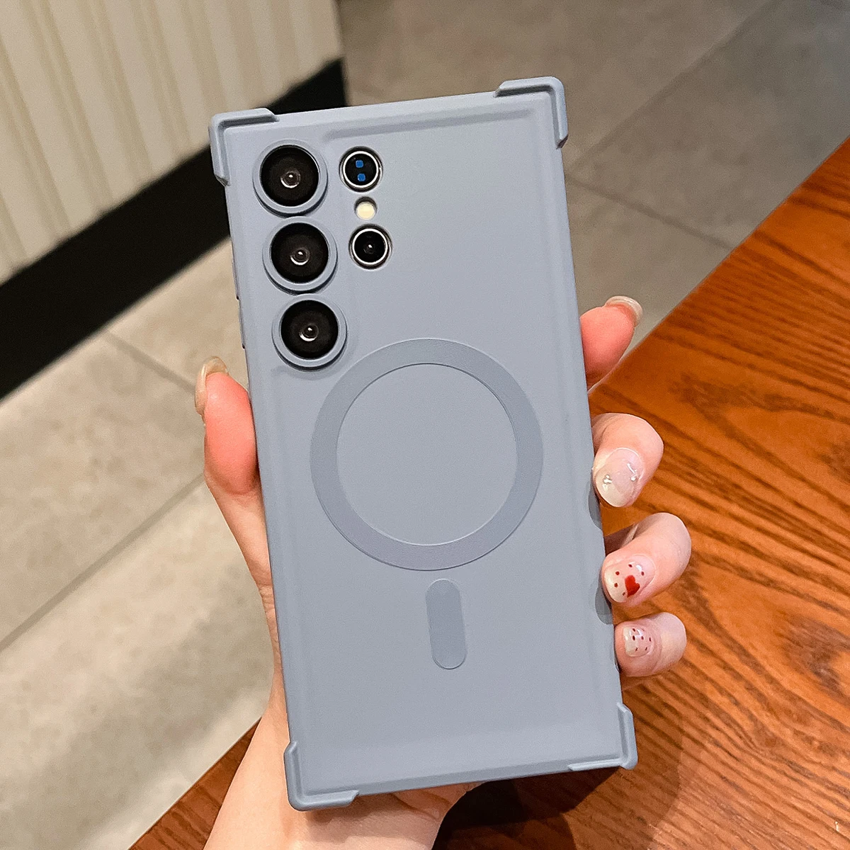 Funda magnética para Samsung Galaxy S25 S24 S23 Ultra Plus FE, funda a prueba de golpes, cojín de aire, película de silicona líquida para cámara, Fundas