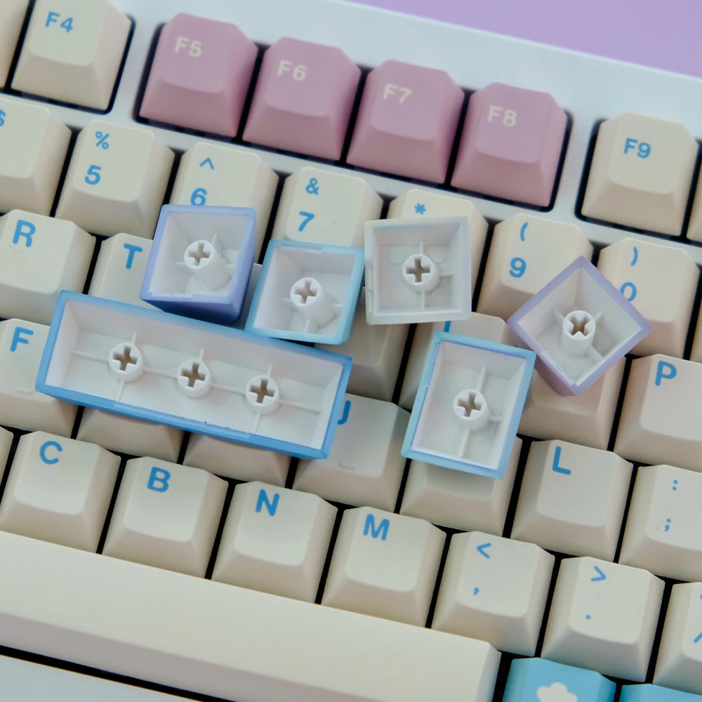 Teclas de hadas de 129 teclas, perfil de cereza, teclas PBT, tapa de tecla de sublimación de tinte para teclado mecánico MX 61 68 75 84 87 96 98 104 108 - imagen 5