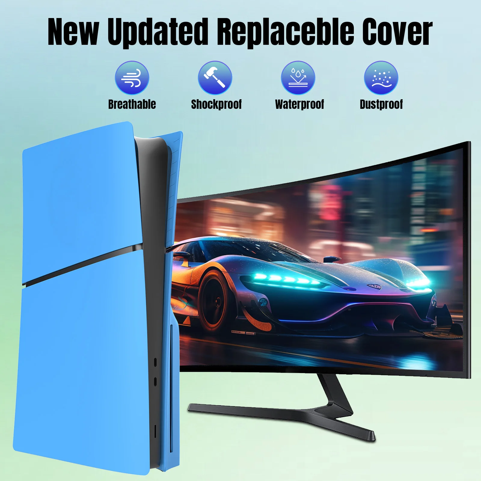 Placas de carcasa de repuesto antiarañazos, placas de cubierta de consola delgada P5 para disco de consola PS5 Slim y edición Digital, Color azul estrella - imagen 5