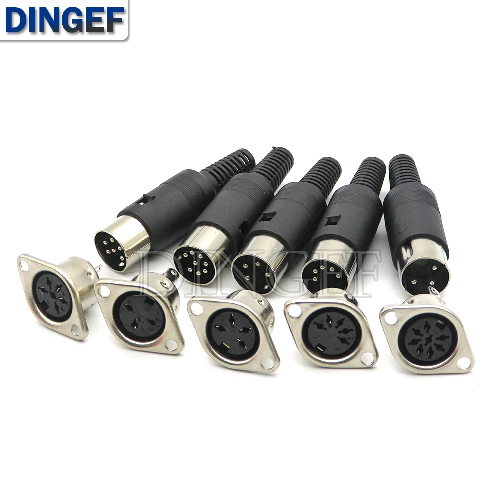 Adaptador de Panel de terminal S, conector de Cable MIDI hembra y macho, 3, 4, 5, 6, 7 y 8 pines, lote de 2 unidades