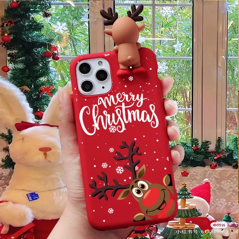 Funda 3D oso Santa Navidad nieve para Huawei P30 Pro P40 Lite Nova 12 11 10 9 SE Y70 5T Y7 Y6 Y6S P Smart Y7A Y9S Y9 Prime